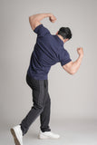 GRYND Navy Blue Slim Fit Polo T-Shirt – breathable cotton activewear, designed for gym workouts and everyday comfort.
