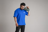 Faith Blue Oversized T-Shirt by GRYND – 100% premium cotton, breathable and relaxed fit, gym-ready design.