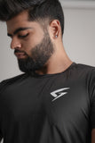 GRYND Dri-Fit Black Gym T-Shirt – lightweight, moisture-wicking activewear ideal for gym sessions, fitness routines, and summer workouts.