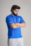 Faith Blue Oversized T-Shirt by GRYND – 100% premium cotton, breathable and relaxed fit, gym-ready design.