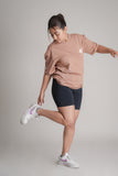 GRYND Faith Mocha Oversized T-Shirt for Women – relaxed fit, 100% cotton activewear ideal for workouts and everyday comfort.