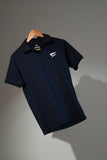 GRYND Navy Blue Slim Fit Polo T-Shirt – breathable cotton activewear, designed for gym workouts and everyday comfort.