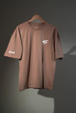 Faith Mocha Oversized Gym T-Shirt by GRYND – breathable 100% premium cotton, relaxed fit, ideal for summer workouts